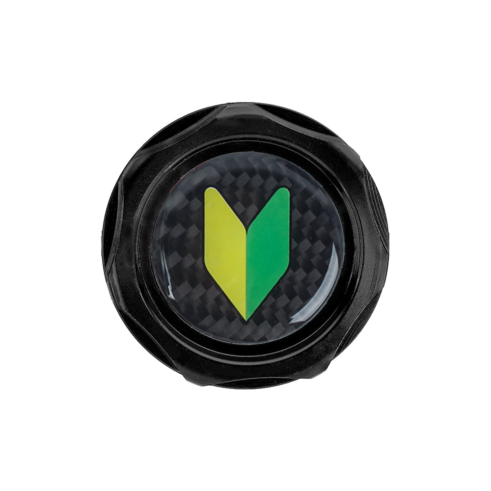 Brand New JDM Black Engine Oil Cap With Real Carbon Fiber JDM LEAF Sticker Emblem For Nissan