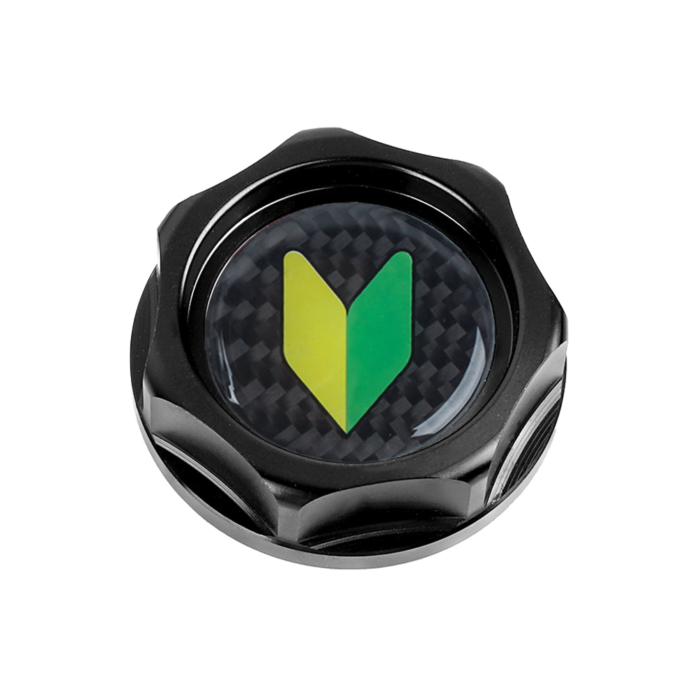 Brand New JDM Black Engine Oil Cap With Real Carbon Fiber JDM LEAF Sticker Emblem For Honda / Acura