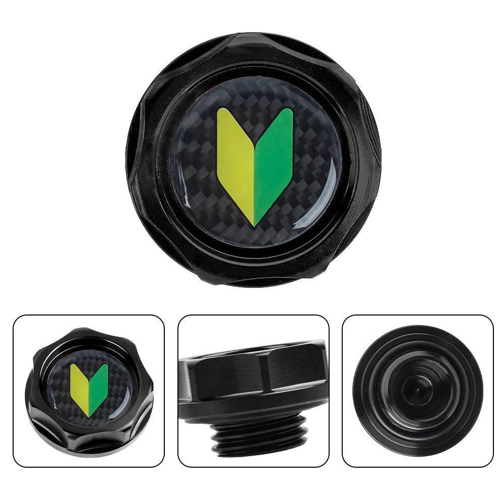 Brand New JDM Black Engine Oil Cap With Real Carbon Fiber JDM LEAF Sticker Emblem For Nissan