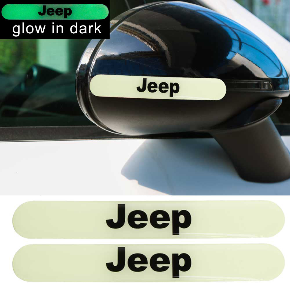 Brand New 2PCS JEEP Glows in Dark Green Car Trunk Side Fenders Door Badge Scratch Guard Sticker