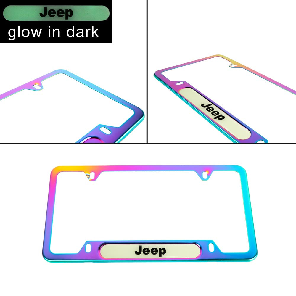 Brand New Universal 1PCS JEEP Neo Chrome Metal License Plate Frame