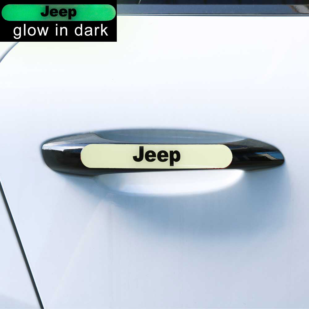 Brand New 8PCS JEEP Glows in Dark Green Car Trunk Side Fenders Door Badge Scratch Guard Sticker