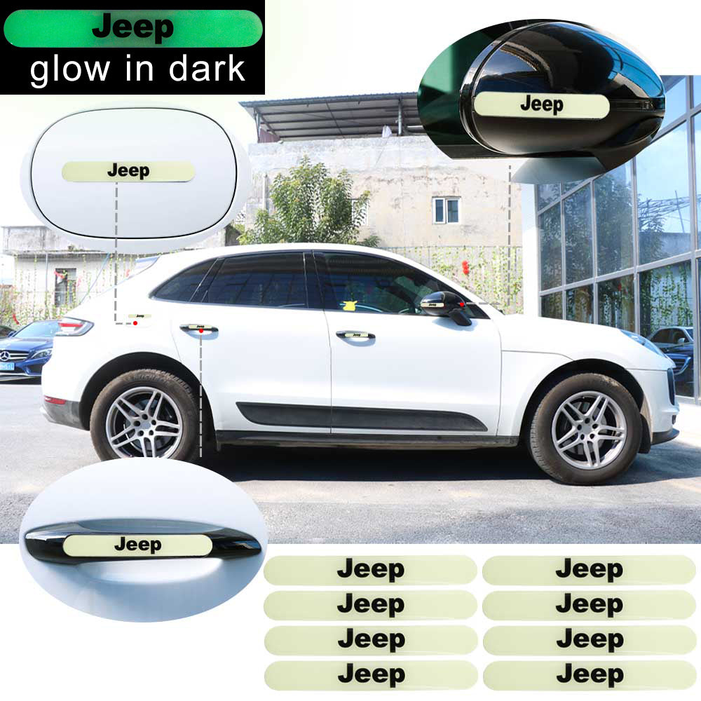 Brand New 8PCS JEEP Glows in Dark Green Car Trunk Side Fenders Door Badge Scratch Guard Sticker