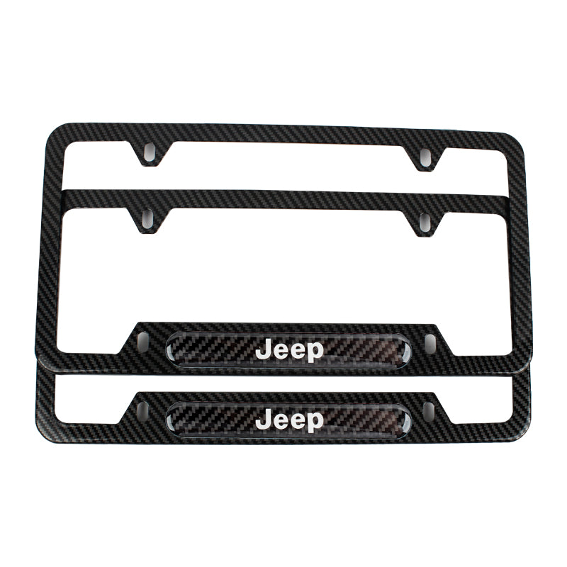 Brand New Universal 1PCS JEEP Carbon Fiber Look Metal License Plate Frame