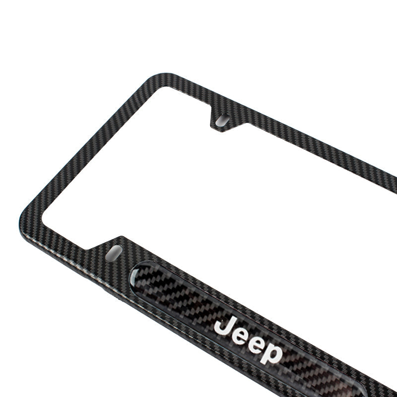 Brand New Universal 1PCS JEEP Carbon Fiber Look Metal License Plate Frame