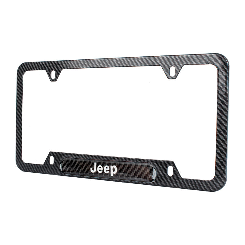 Brand New Universal 1PCS JEEP Carbon Fiber Look Metal License Plate Frame