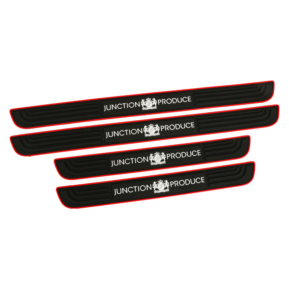 Brand New 4PCS Universal Junction Produce Red Rubber Car Door Scuff Sill Cover Panel Step Protector