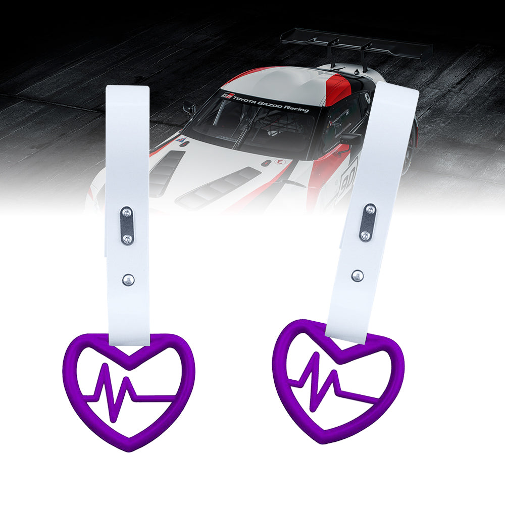 Brand New Heartbeats Purple JDM TSURIKAWA Ring Subway Train Bus Handle White Strap Charm Drift