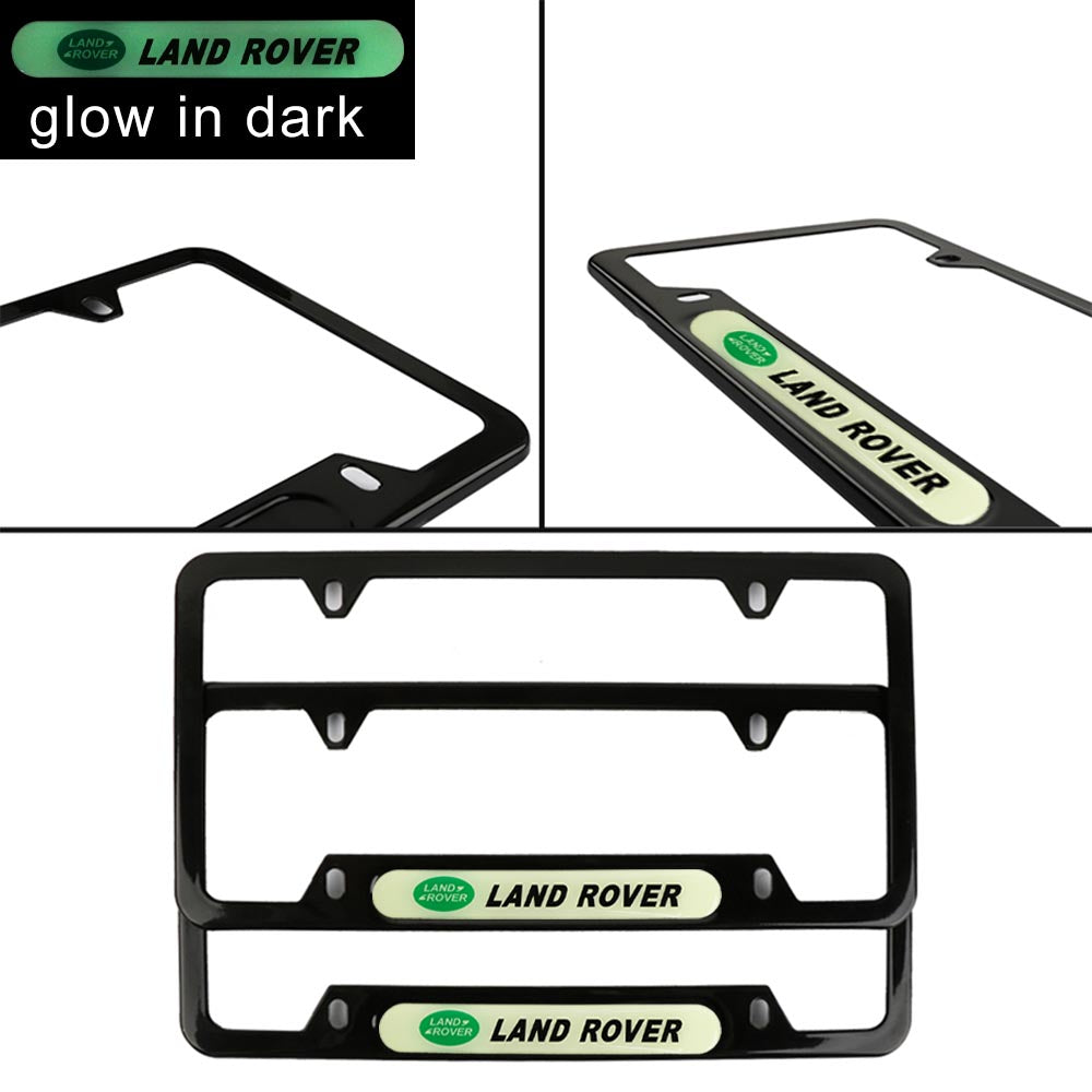 Brand New Universal 2PCS LAND ROVER Black Metal License Plate Frame