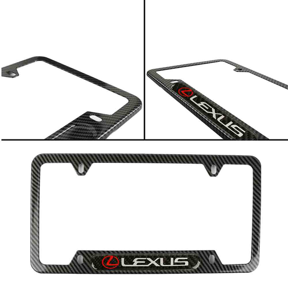 Brand New Universal 1PCS LEXUS Carbon Fiber Look Metal License Plate Frame