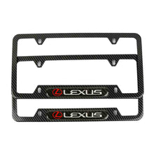 Load image into Gallery viewer, Brand New Universal 2PCS LEXUS Carbon Fiber Look Metal License Plate Frame