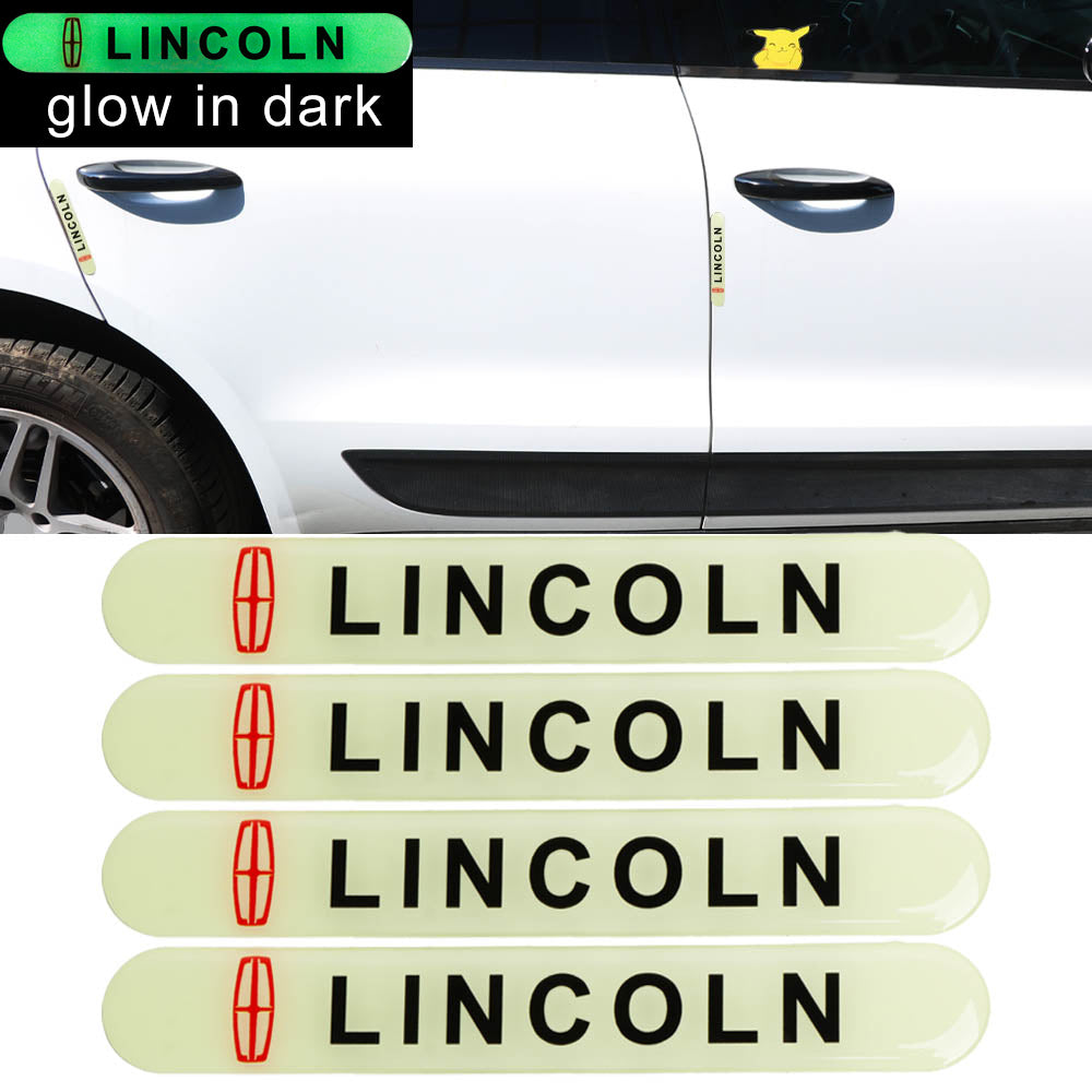 Brand New 4PCS LINCOLN Glows in Dark Green Car Trunk Side Fenders Door Badge Scratch Guard Sticker