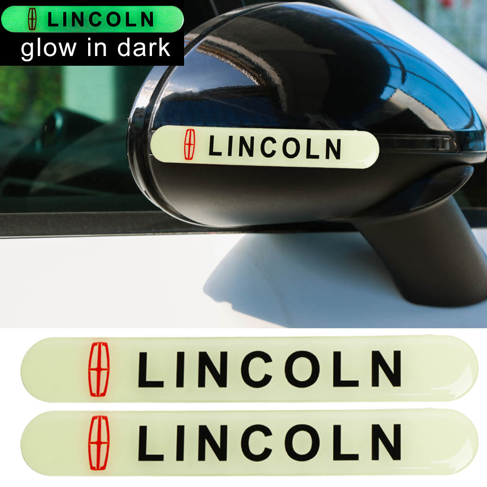 Brand New 2PCS LINCOLN Glows in Dark Green Car Trunk Side Fenders Door Badge Scratch Guard Sticker