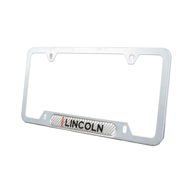 Brand New Universal 2PCS Lincoln Silver Metal License Plate Frame