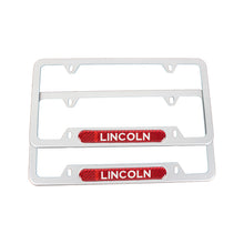 Load image into Gallery viewer, Brand New Universal 2PCS Lincoln Silver Metal License Plate Frame