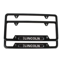 Load image into Gallery viewer, Brand New Universal 2PCS LINCOLN Carbon Fiber Look Metal License Plate Frame