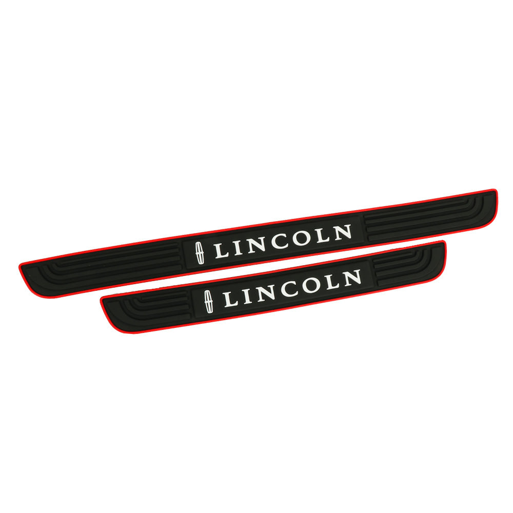 Brand New 4PCS Universal Lincoln Red Rubber Car Door Scuff Sill Cover Panel Step Protector