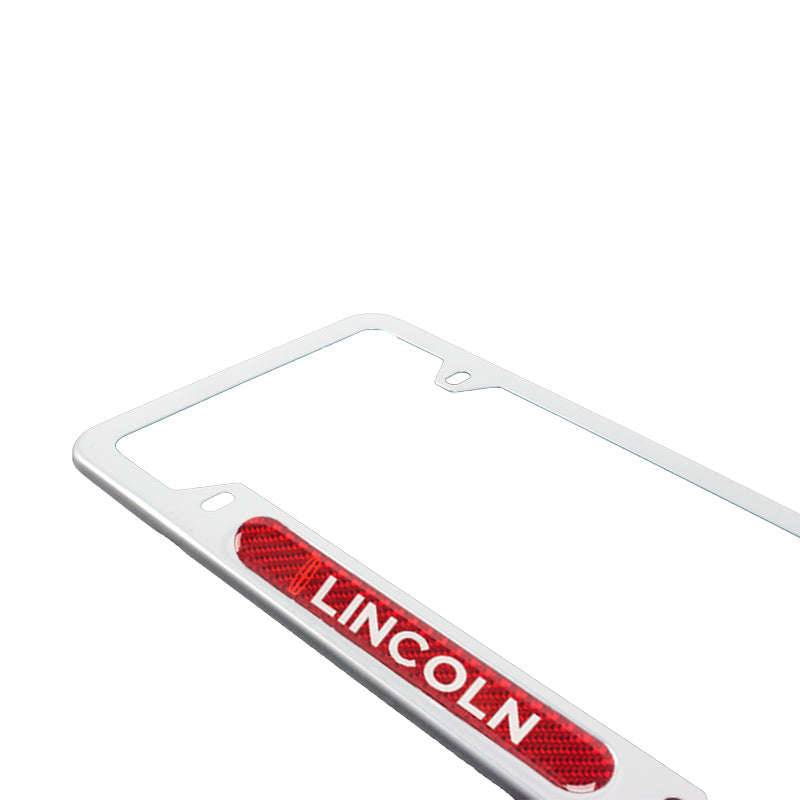 Brand New Universal 2PCS Lincoln Silver Metal License Plate Frame