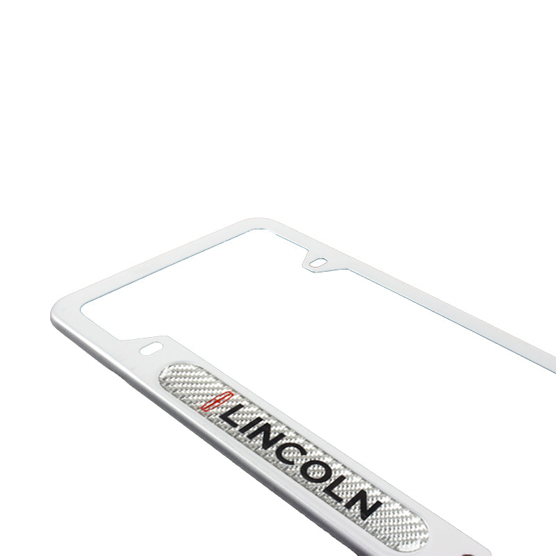 Brand New Universal 2PCS Lincoln Silver Metal License Plate Frame