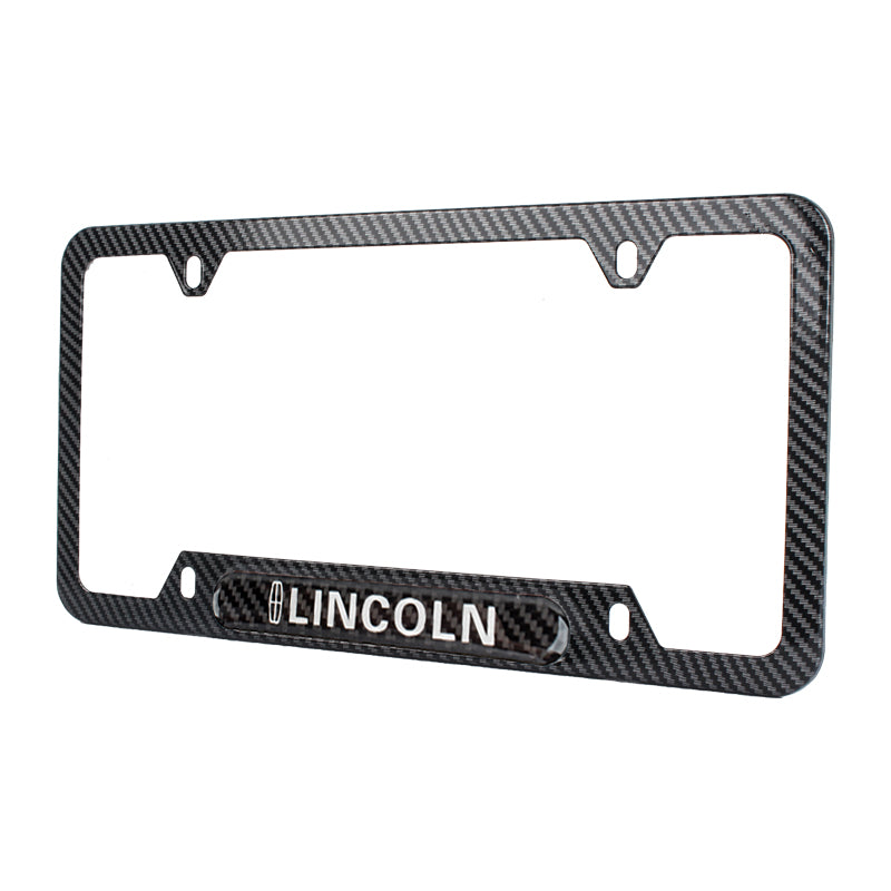 Brand New Universal 1PCS LINCOLN Carbon Fiber Look Metal License Plate Frame