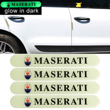 Load image into Gallery viewer, Brand New 4PCS MASERATI Glows in Dark Green Car Trunk Side Fenders Door Badge Scratch Guard Sticker