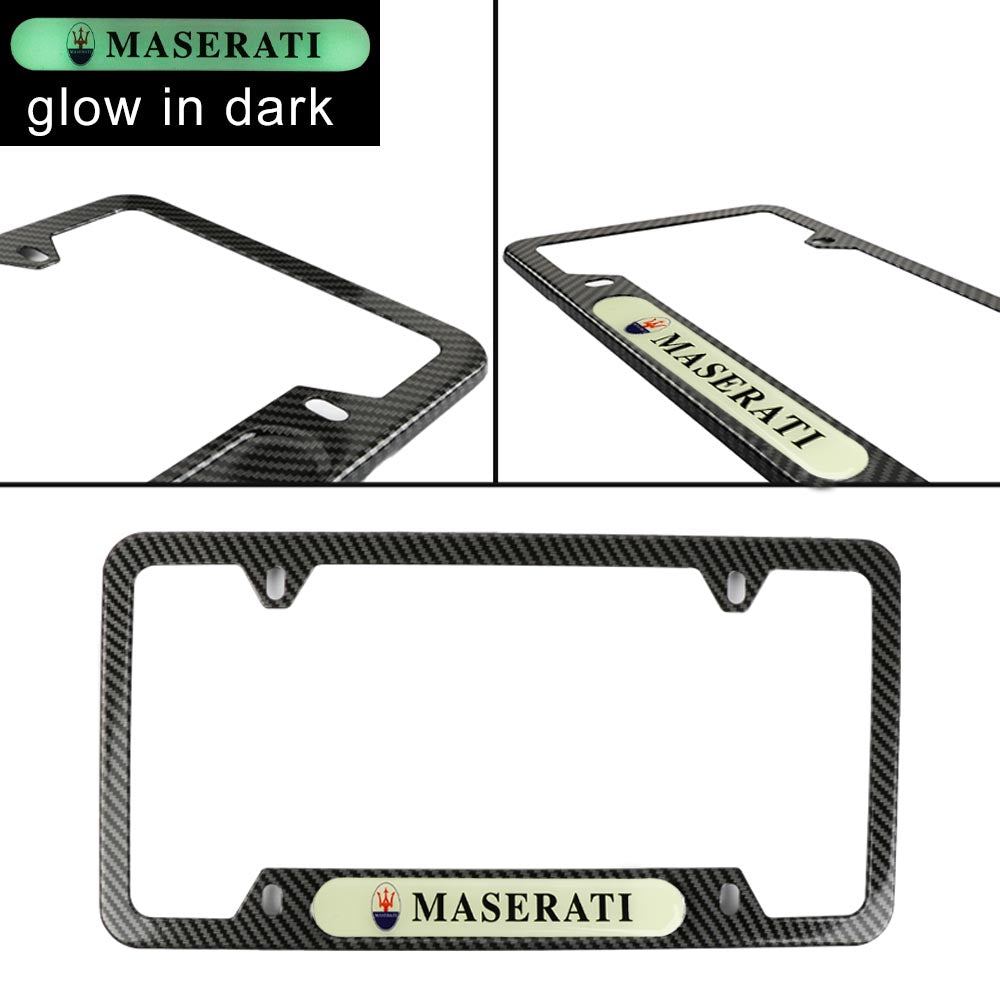 Brand New Universal 1PCS MASERATI Carbon Fiber Style Metal License Plate Frame