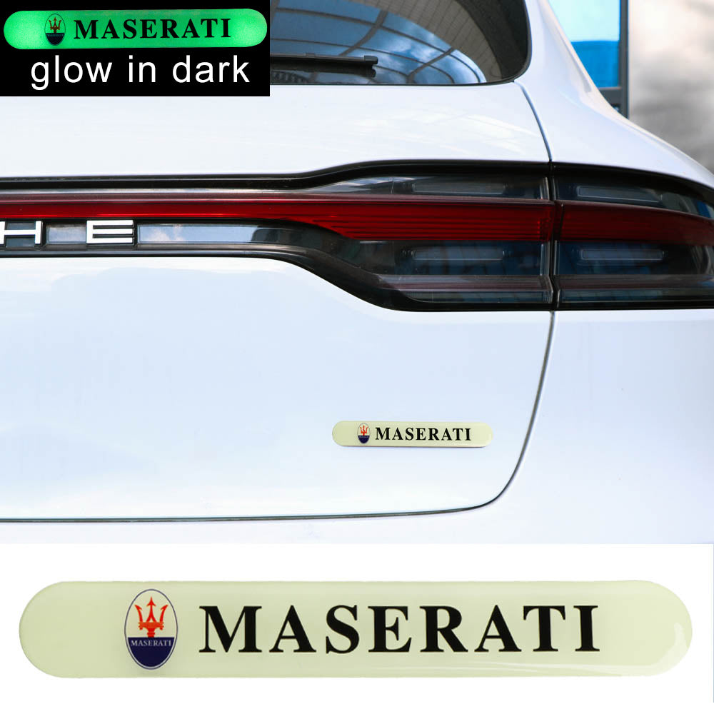 Brand New 1PCS MASERATI Glows in Dark Green Car Trunk Side Fenders Door Badge Scratch Guard Sticker