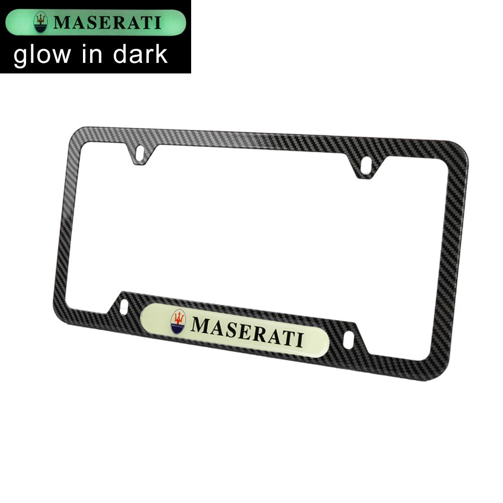 Brand New Universal 2PCS MASERATI Carbon Fiber Style Metal License Plate Frame