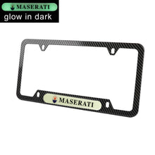 Load image into Gallery viewer, Brand New Universal 2PCS MASERATI Carbon Fiber Style Metal License Plate Frame