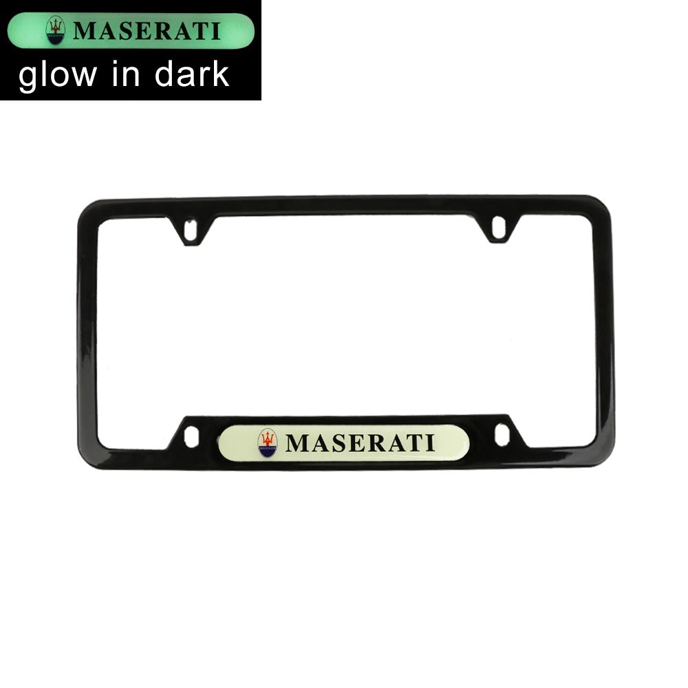 Brand New Universal 2PCS MASERATI Black Metal License Plate Frame