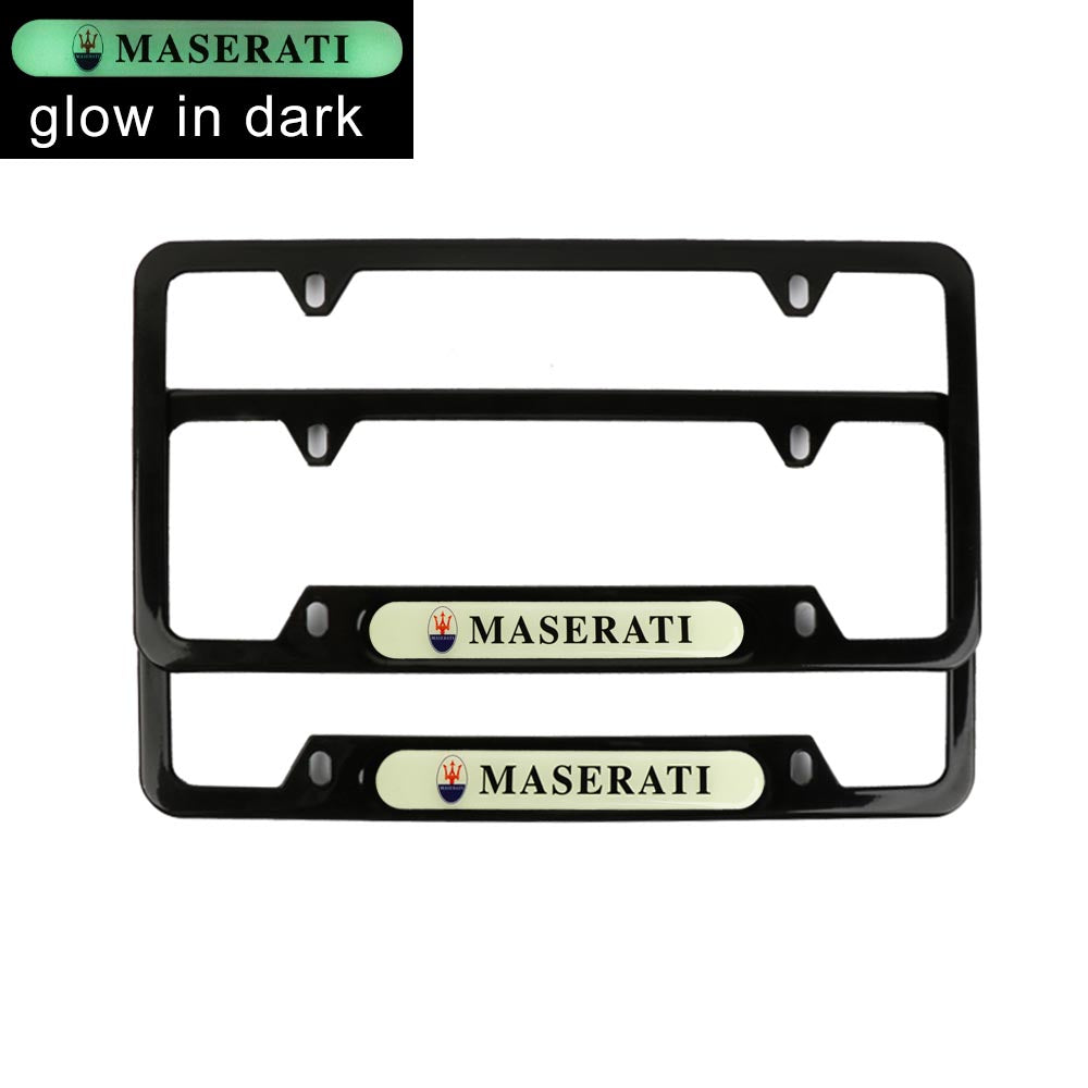 Brand New Universal 2PCS MASERATI Black Metal License Plate Frame