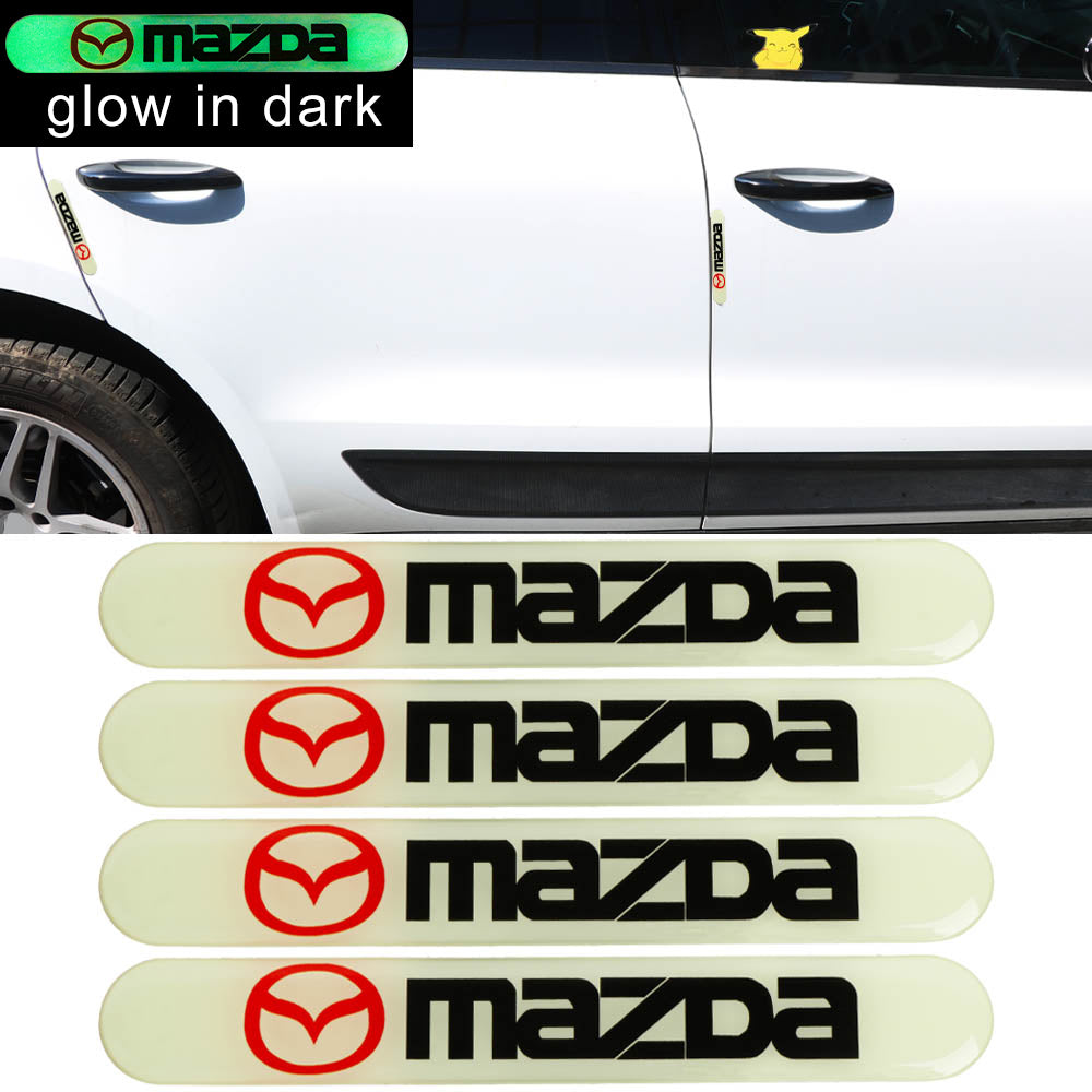 Brand New 4PCS MAZDA Glows in Dark Green Car Trunk Side Fenders Door Badge Scratch Guard Sticker