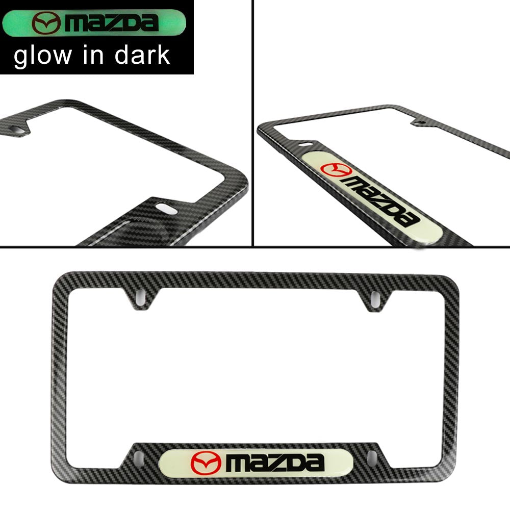 Brand New Universal 1PCS MAZDA Carbon Fiber Style Metal License Plate Frame