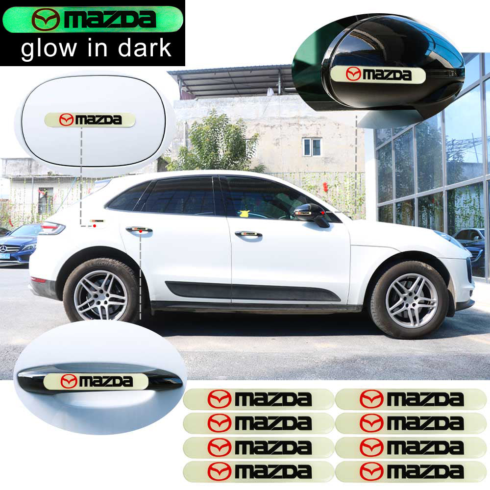 Brand New 8PCS MAZDA Glows in Dark Green Car Trunk Side Fenders Door Badge Scratch Guard Sticker