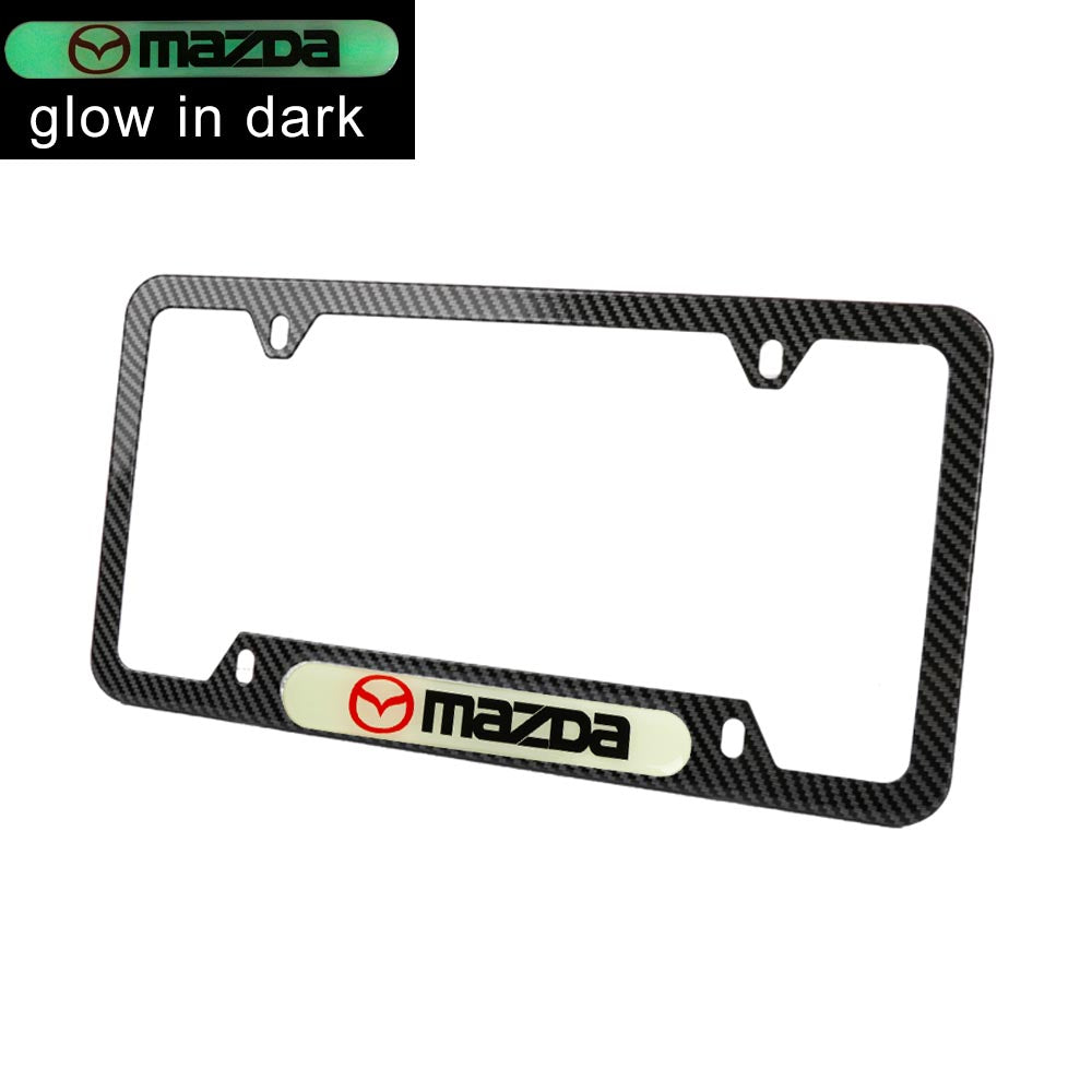 Brand New Universal 2PCS MAZDA Carbon Fiber Style Metal License Plate Frame