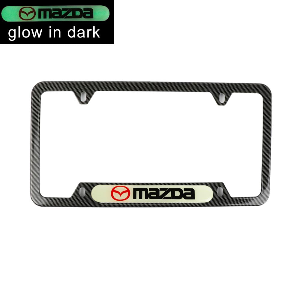 Brand New Universal 2PCS MAZDA Carbon Fiber Style Metal License Plate Frame