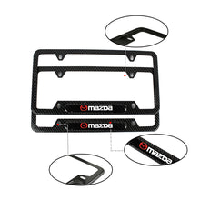 Load image into Gallery viewer, Brand New Universal 2PCS Mazda Carbon Fiber Look Metal License Plate Frame