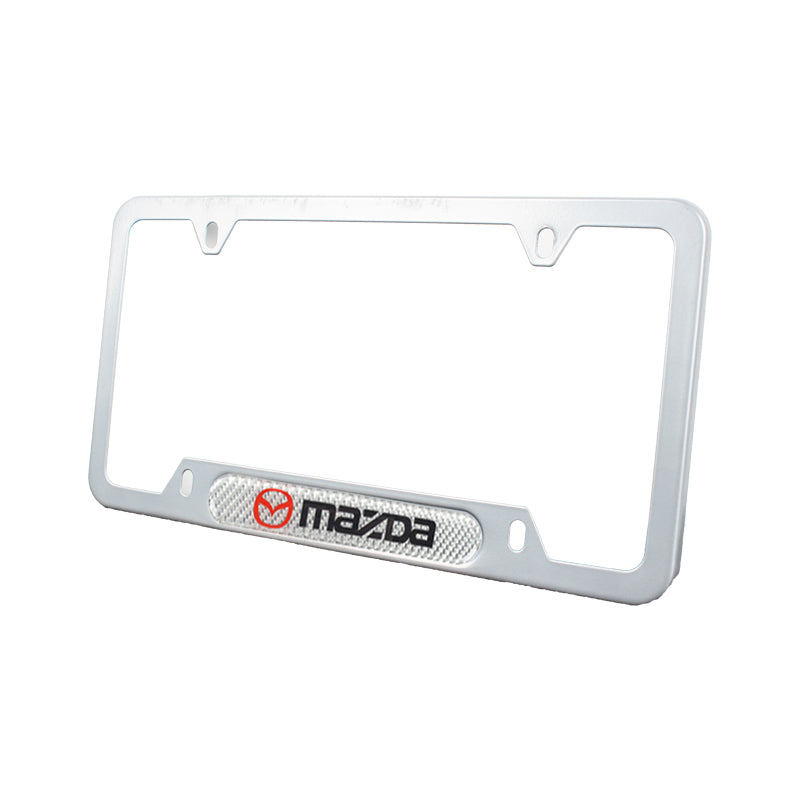 Brand New Universal 2PCS Mazda Silver Metal License Plate Frame