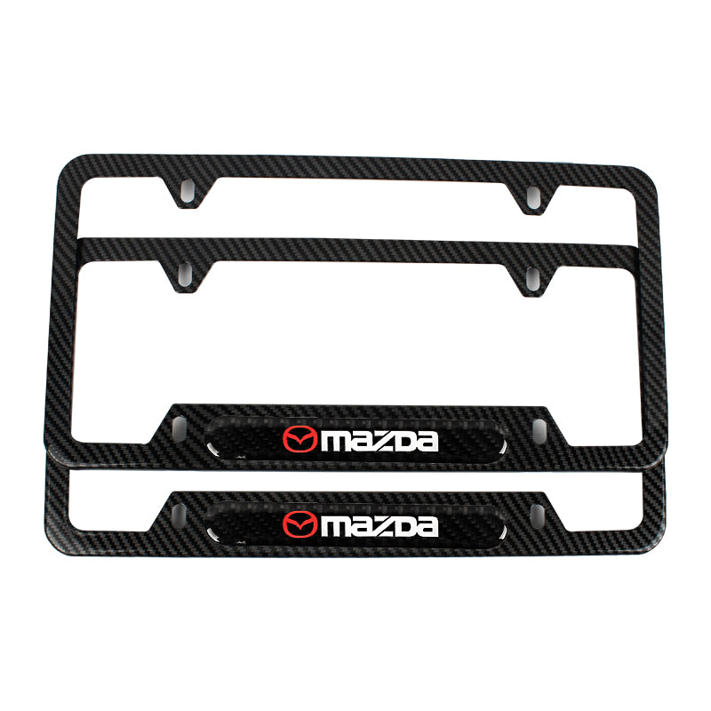 Brand New Universal 1PCS Mazda Carbon Fiber Look Metal License Plate Frame