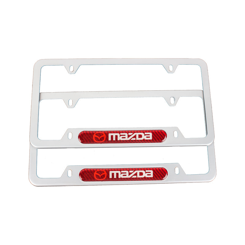 Brand New Universal 1PCS Mazda Silver Metal License Plate Frame