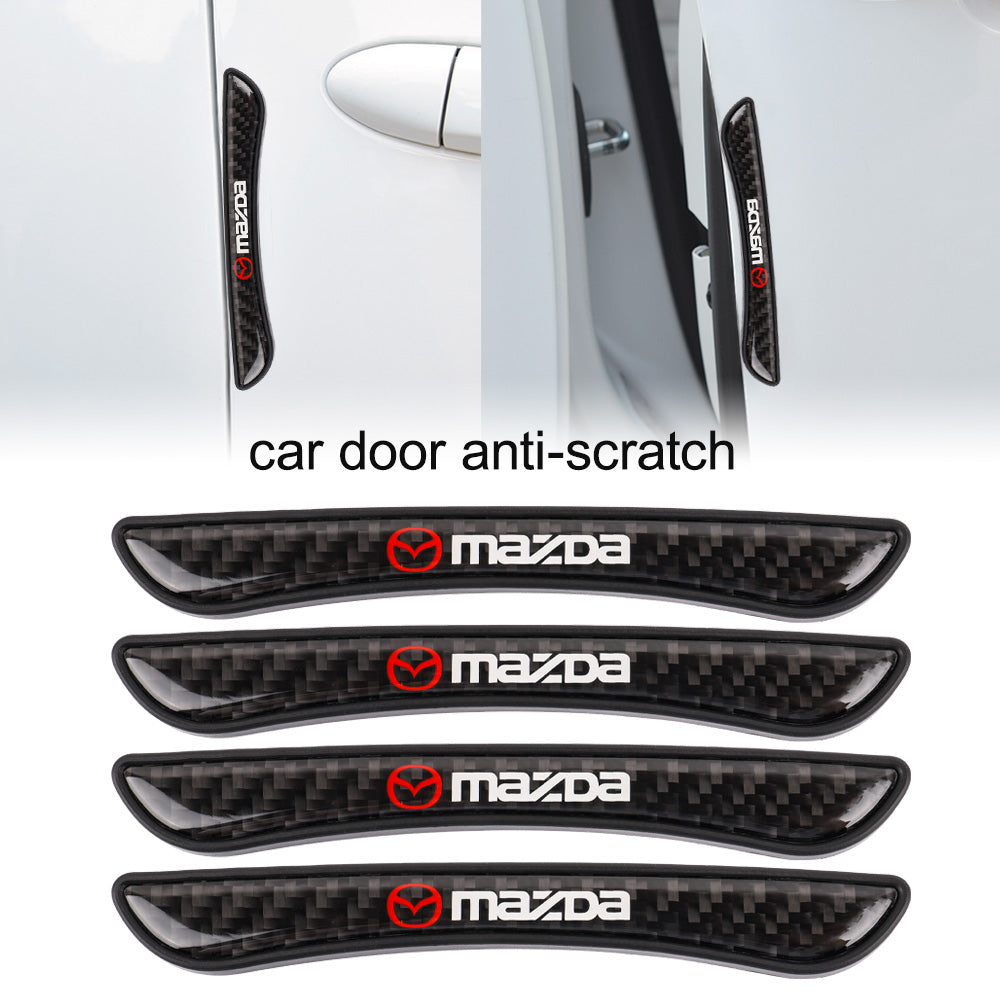 Brand New 4PCS Mazda Real Carbon Fiber Anti Scratch Badge Car Door Handle Cover Trim