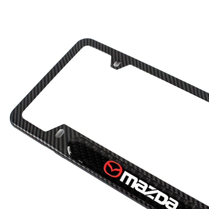 Brand New Universal 1PCS Mazda Carbon Fiber Look Metal License Plate Frame