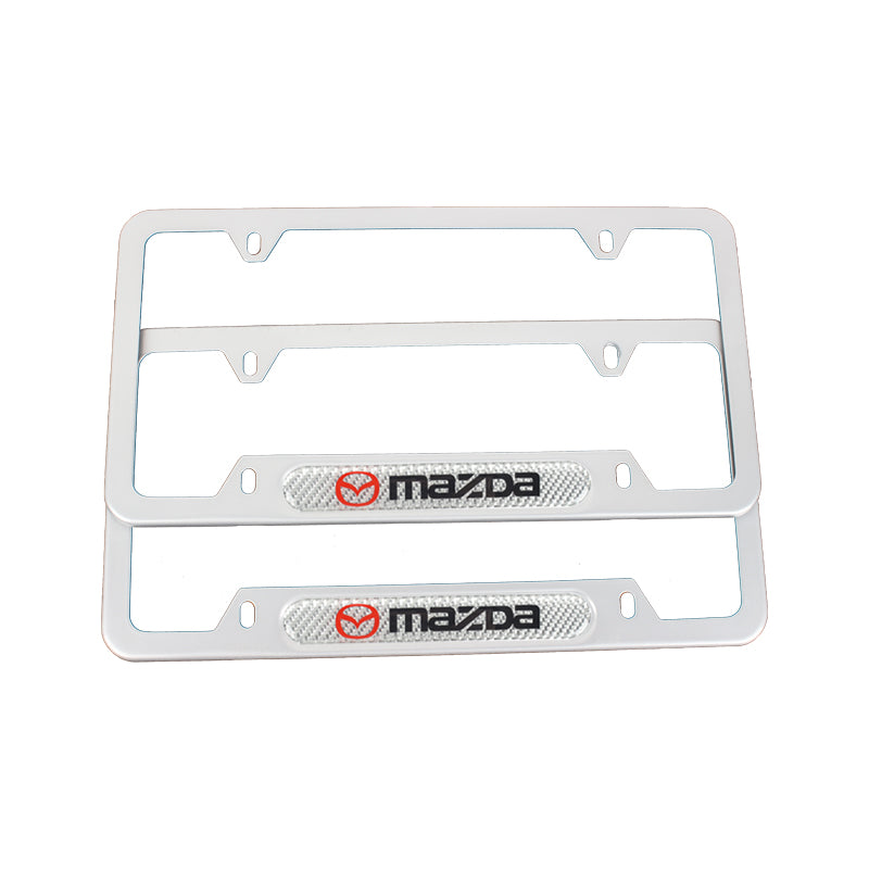 Brand New Universal 2PCS Mazda Silver Metal License Plate Frame