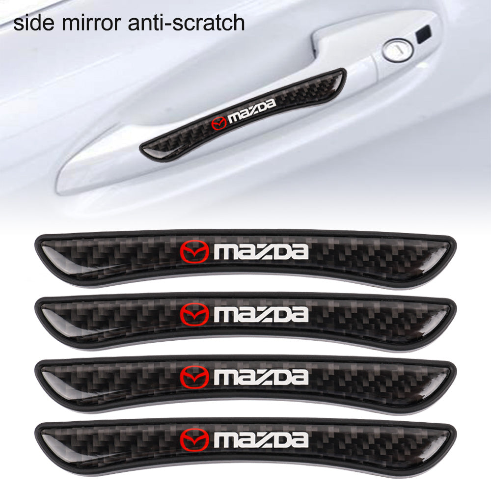 Brand New 4PCS Mazda Real Carbon Fiber Anti Scratch Badge Car Door Handle Cover Trim