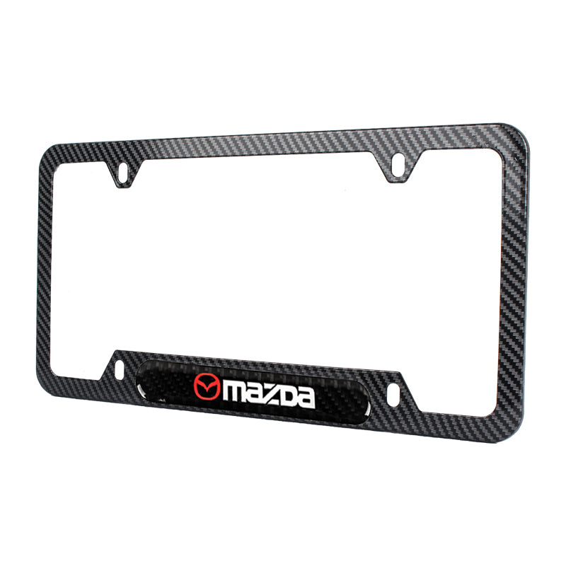 Brand New Universal 2PCS Mazda Carbon Fiber Look Metal License Plate Frame