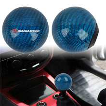 Load image into Gallery viewer, Brand New Universal Mazdaspeed Car Gear Shift Knob Round Ball Shape Blue Real Carbon Fiber M8 M10 M12