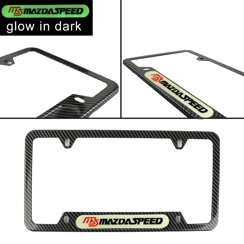 Brand New Universal 1PCS MAZDASPEED Carbon Fiber Style Metal License Plate Frame