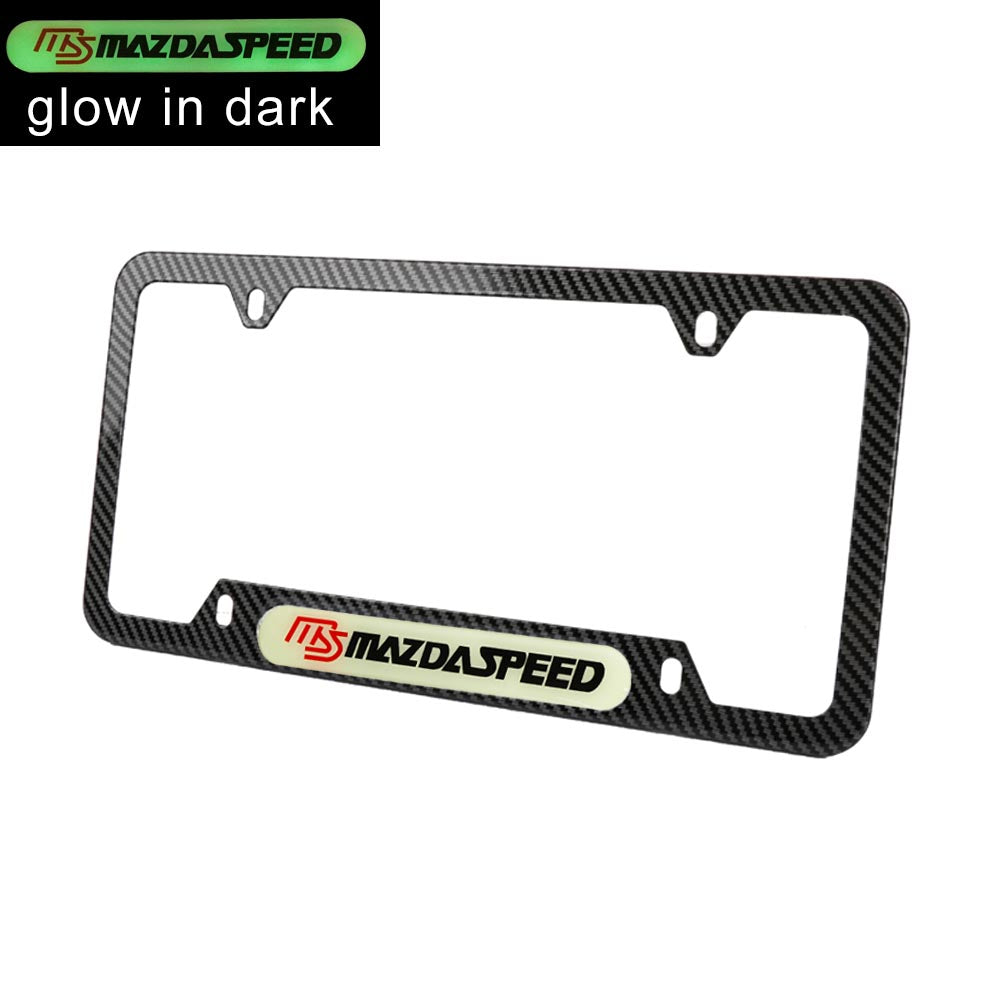 Brand New Universal 1PCS MAZDASPEED Carbon Fiber Style Metal License Plate Frame