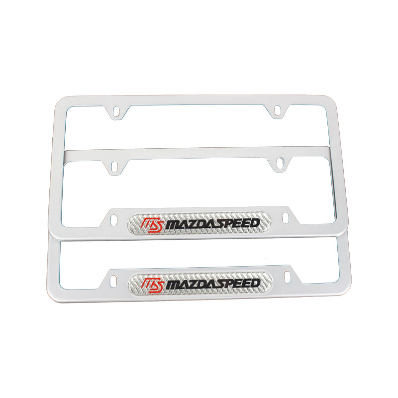 Brand New Universal 1PCS Mazdaspeed Silver Metal License Plate Frame