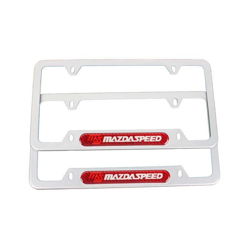 Brand New Universal 1PCS Mazdaspeed Silver Metal License Plate Frame